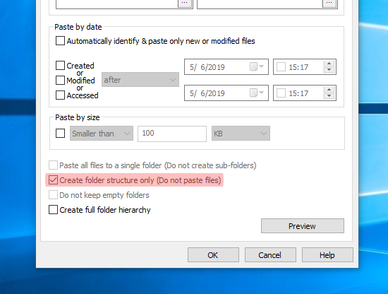 Create folder structure only (Do not paste files) Create folder structure only (Do not paste files)