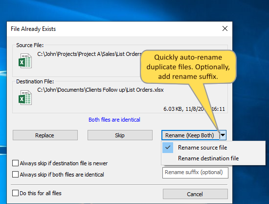 Auto-rename is quicker Auto-rename is quicker