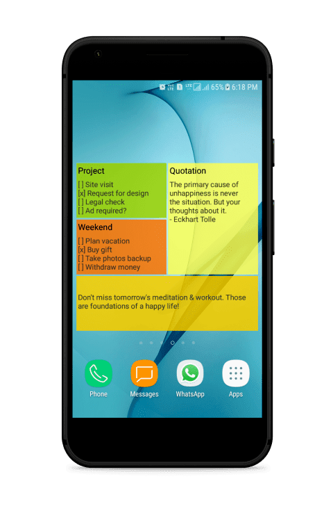 sticky notes widget android settings