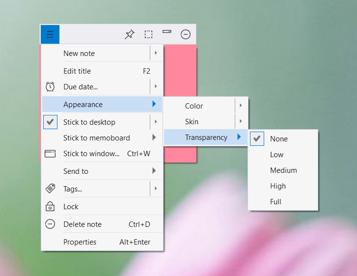 Windows: Create partially/fully transparent sticky notes on